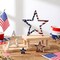 4th of July Tabletop Decorations, 4 Pcs Patriotic Star Wooden Signs – Rustic Double-Sided Red White Blue Independence Day Centerpieces for Tiered Tray, Mantel, Shelf & Memorial Day Decor